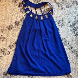 Blue scrappy going out night club blouse